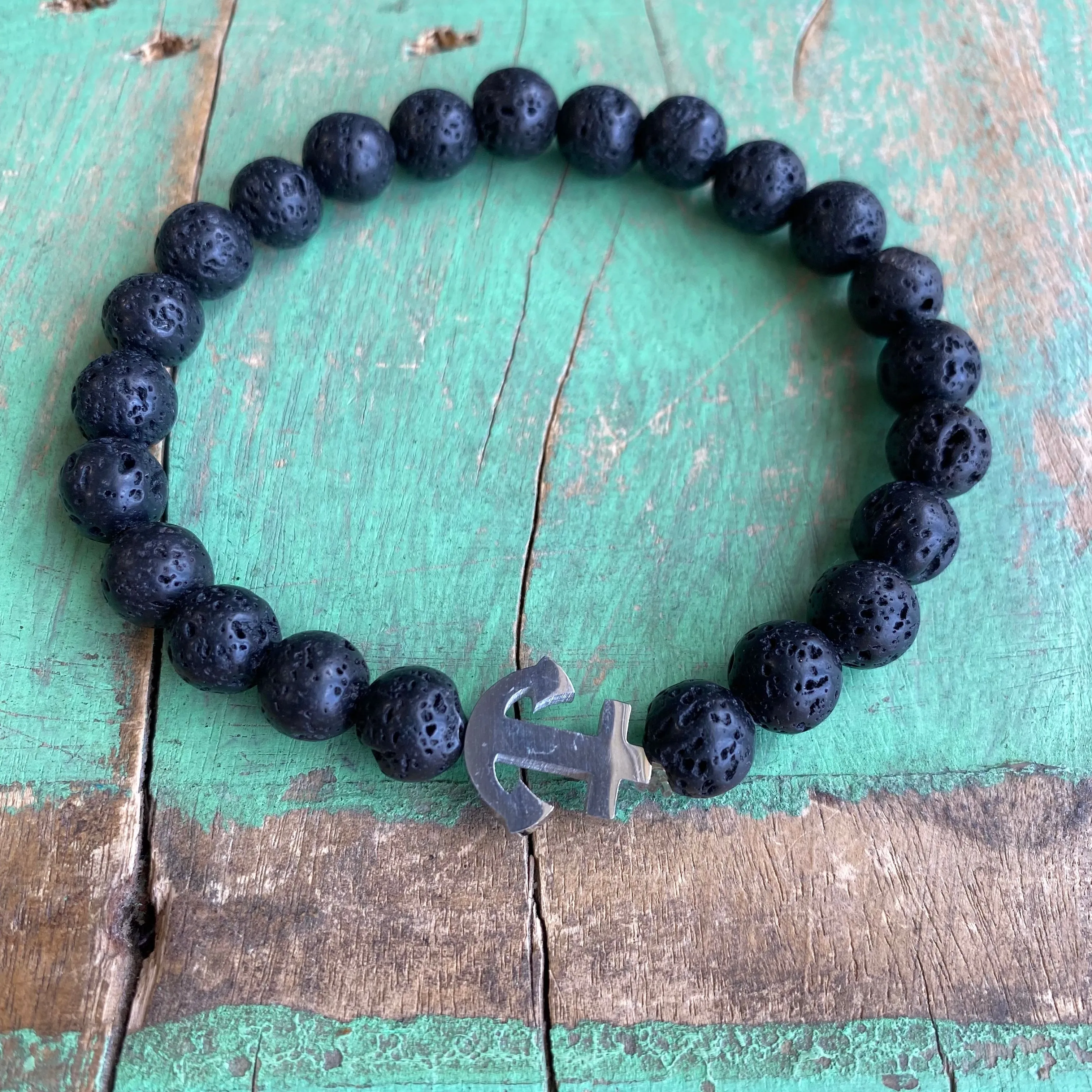 Men of Faith Lava Bead Anchor Bracelet