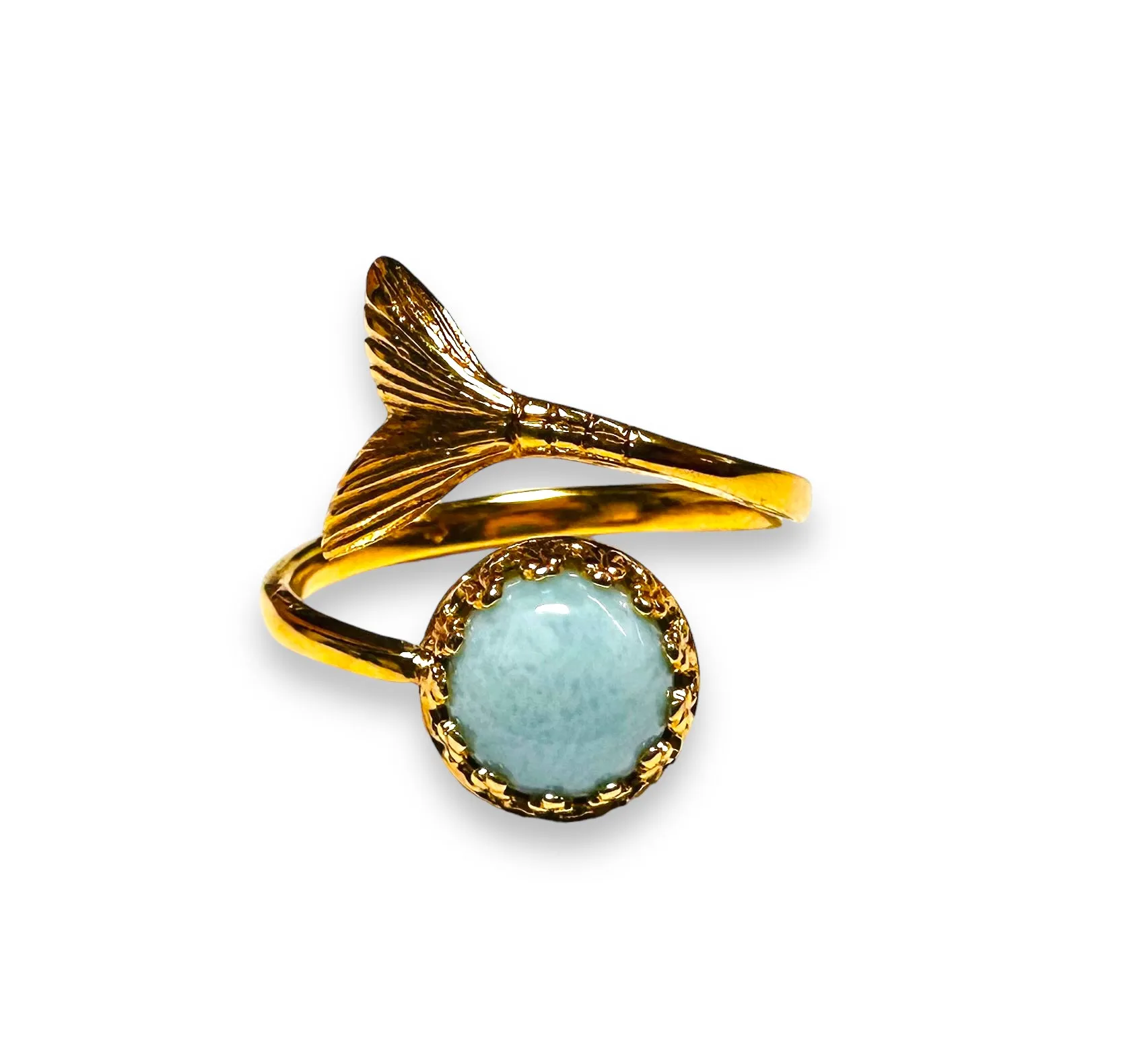 Mermaid Ring, Gemstone Ring, Sterling or Brass Ring, Mermaid Rings