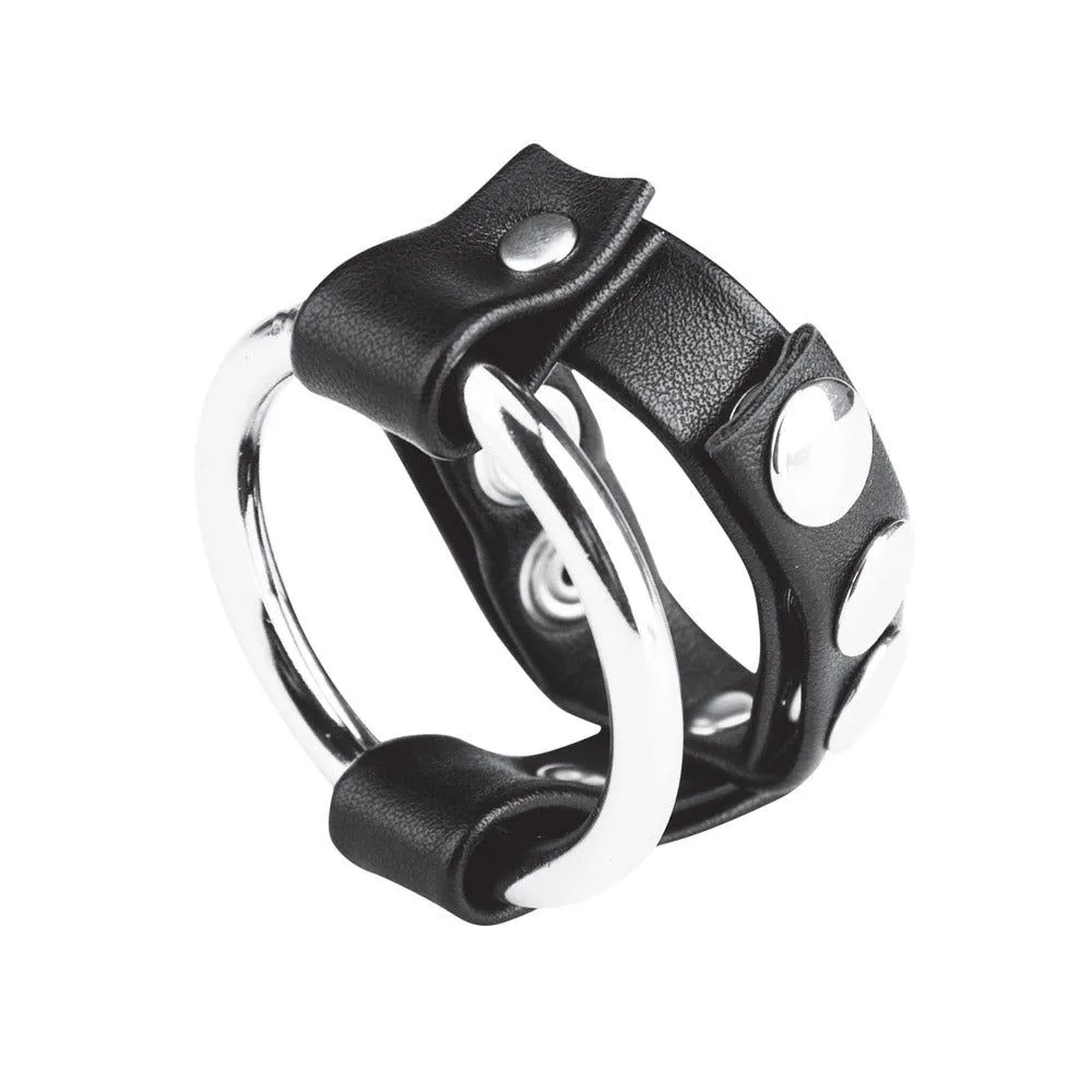 Metal Cock Ring with Adjustable Snap Ball Strap