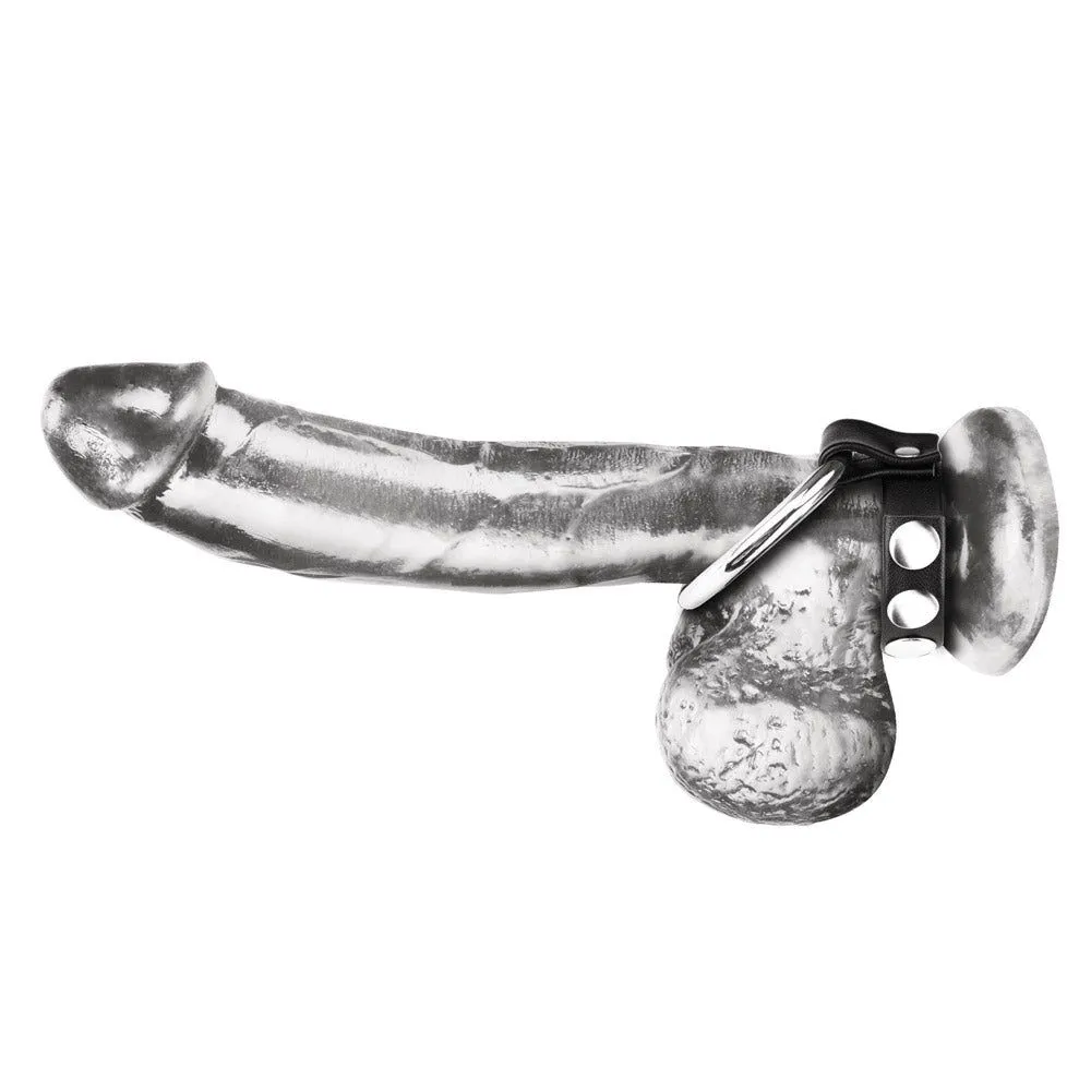 Metal Cock Ring with Adjustable Snap Ball Strap