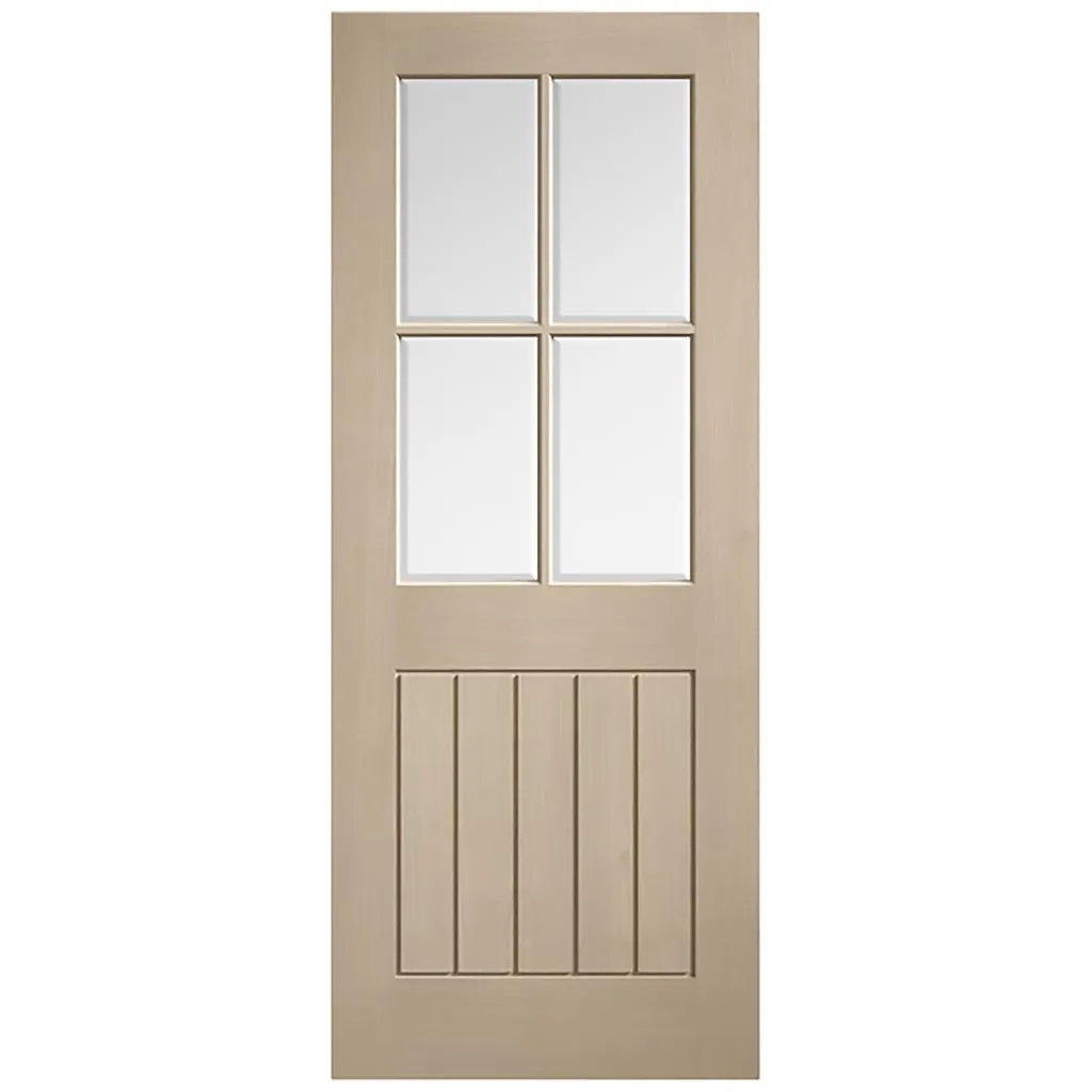 Mexicano Blonde Oak Internal Door - Vertical Lining - Clear Bevelled Glass - Prefinished