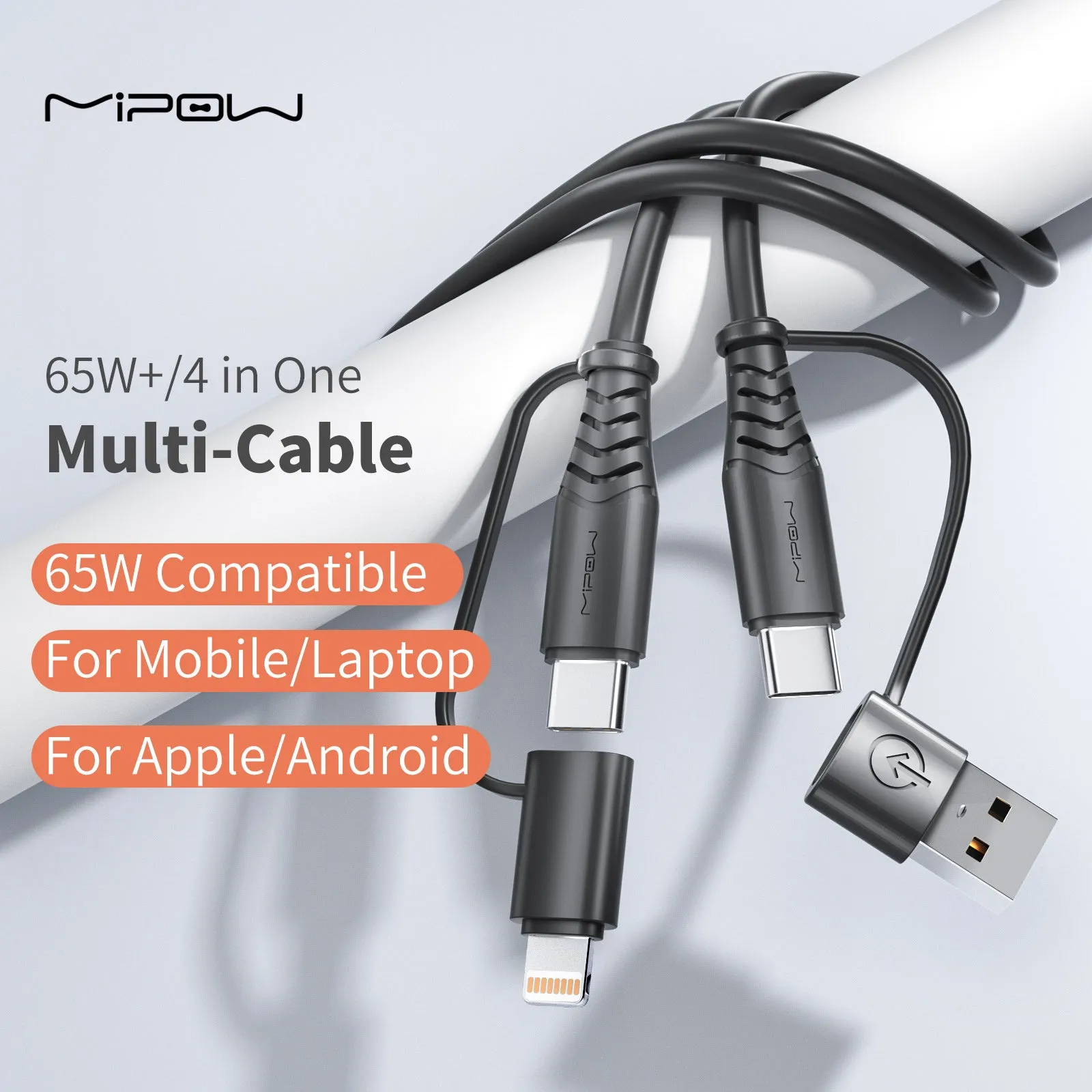 Multi-Plug 65W Cable for iPhone, iPad, & Macbook