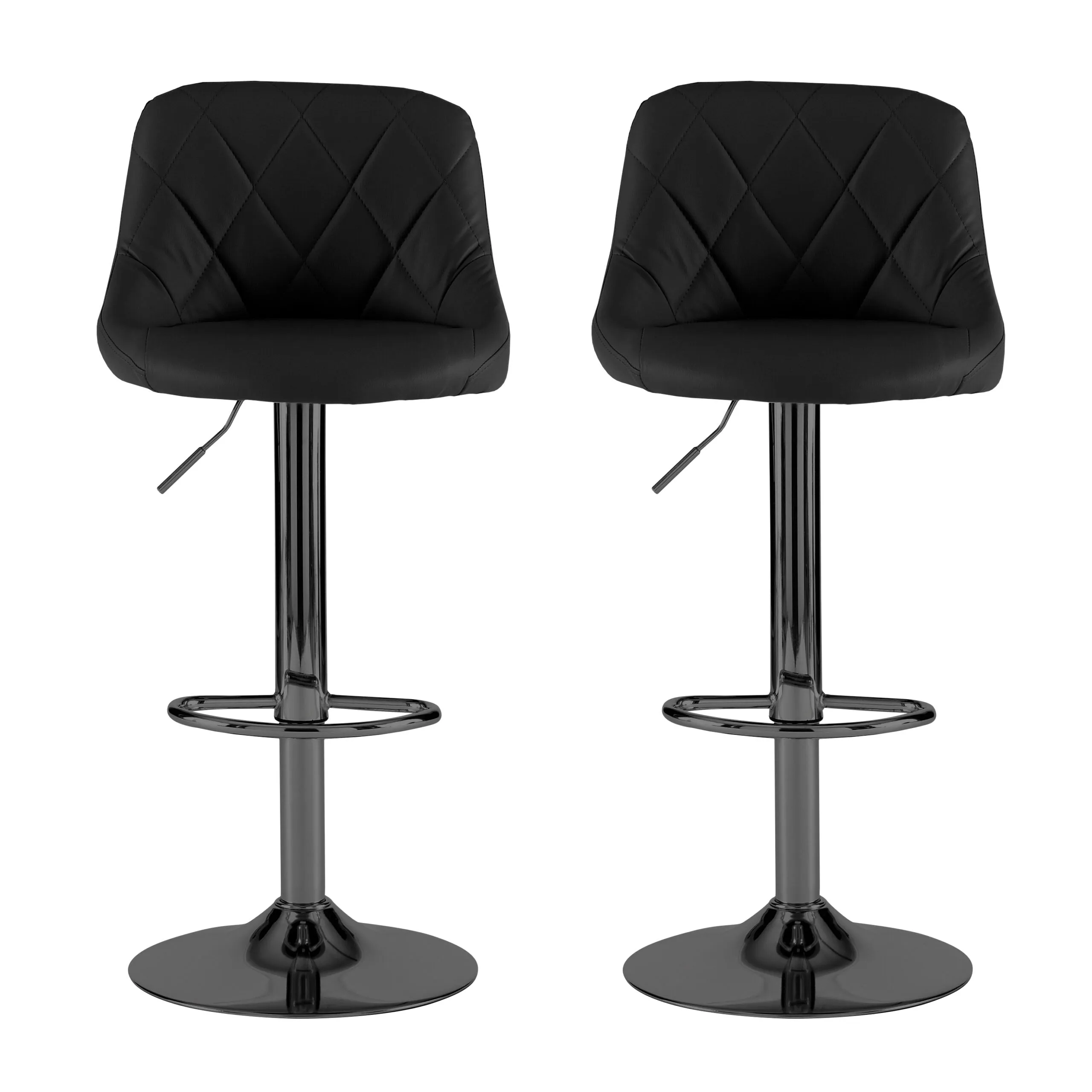 Neo Black Leather Bar Stools