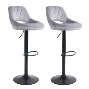 Neo Grey Crushed Velvet Bar Stools