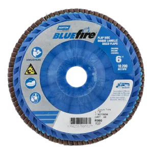 Norton 6 x 7/8 In. BlueFire Plastic Flat Flap Disc T27 P60 Grit R884P ZA 10 Count