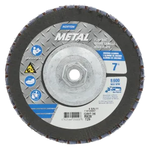 Norton 7 x 5/8 - 11 In. Metal Fiberglass Conical Flap Disc T29 P36 Grit R828 ZA 10 Count