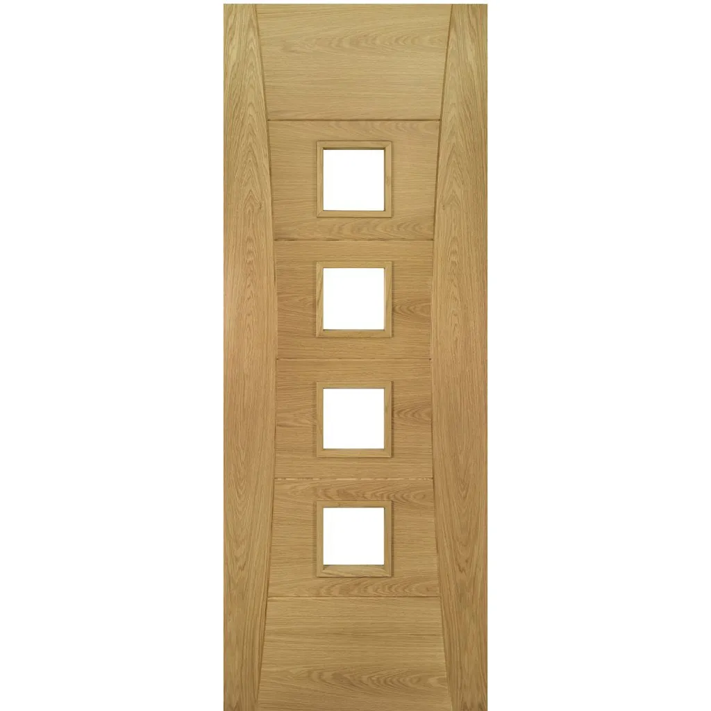 Pamplona Oak Flush Internal Door - Clear Glass - Prefinished