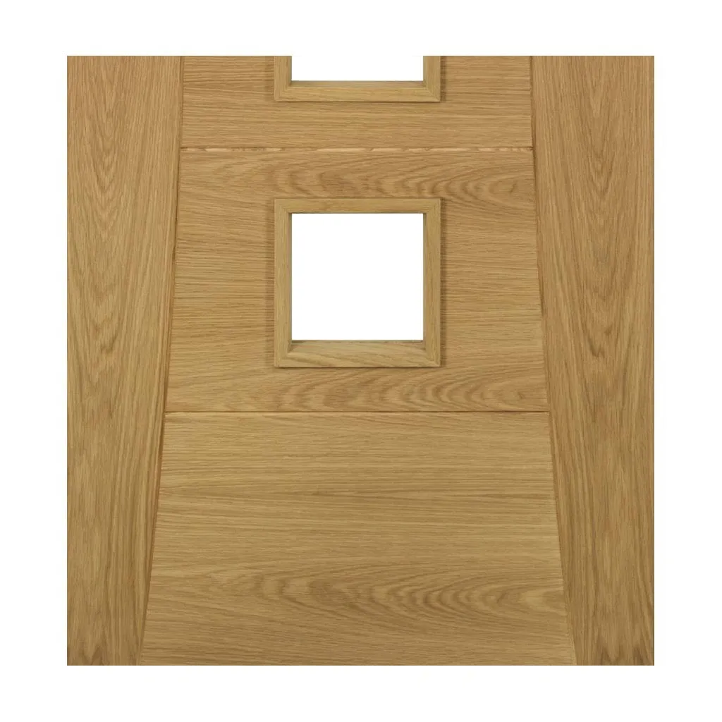 Pamplona Oak Flush Internal Door - Clear Glass - Prefinished