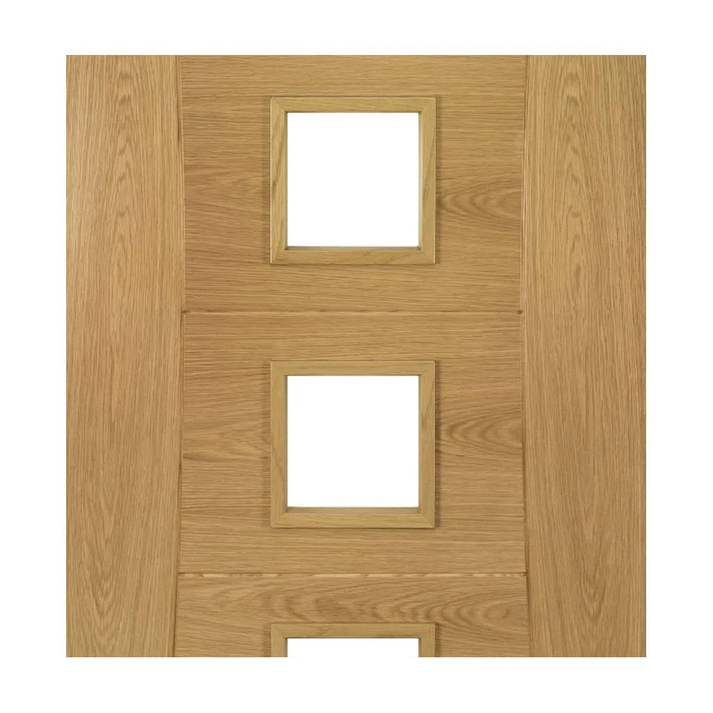 Pamplona Oak Flush Internal Door - Clear Glass - Prefinished