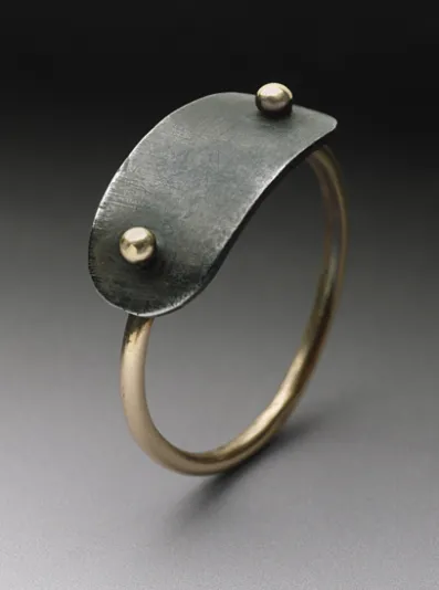 Plate Ring in 14k gold and Steel Plate