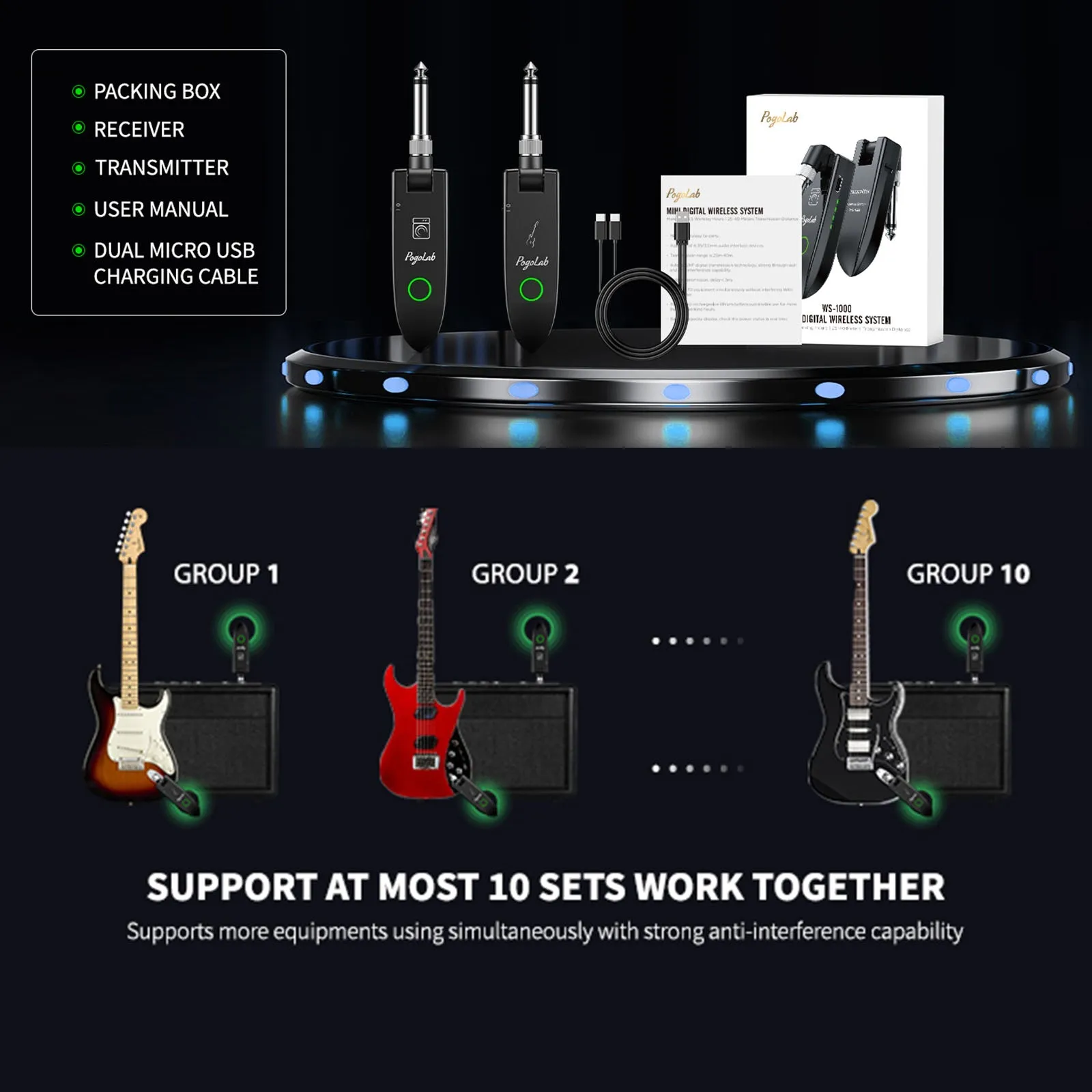 POGOLAB WS-1000 Guitar UHF Wireless System