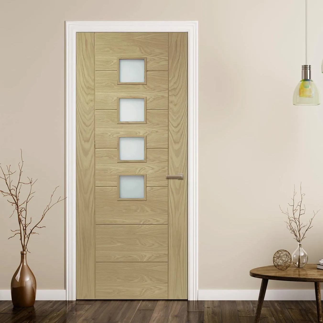 Prefinished Bespoke Palermo Oak 4L Glazed Door - Choose Your Colour