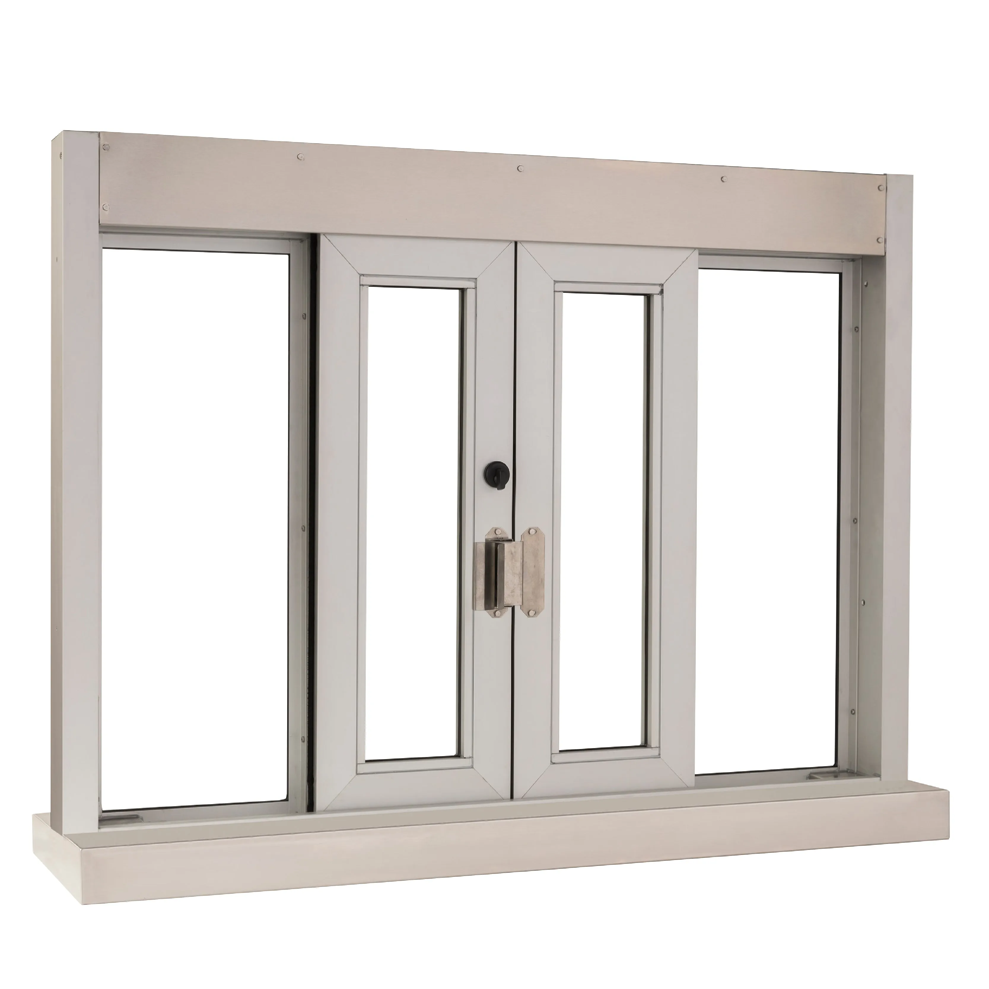 Quikserv Bi-parting Self Closing Drive Thru Window With Shelf | 42" (W) x 36" (H) | CSE-QS-BPSC-4236