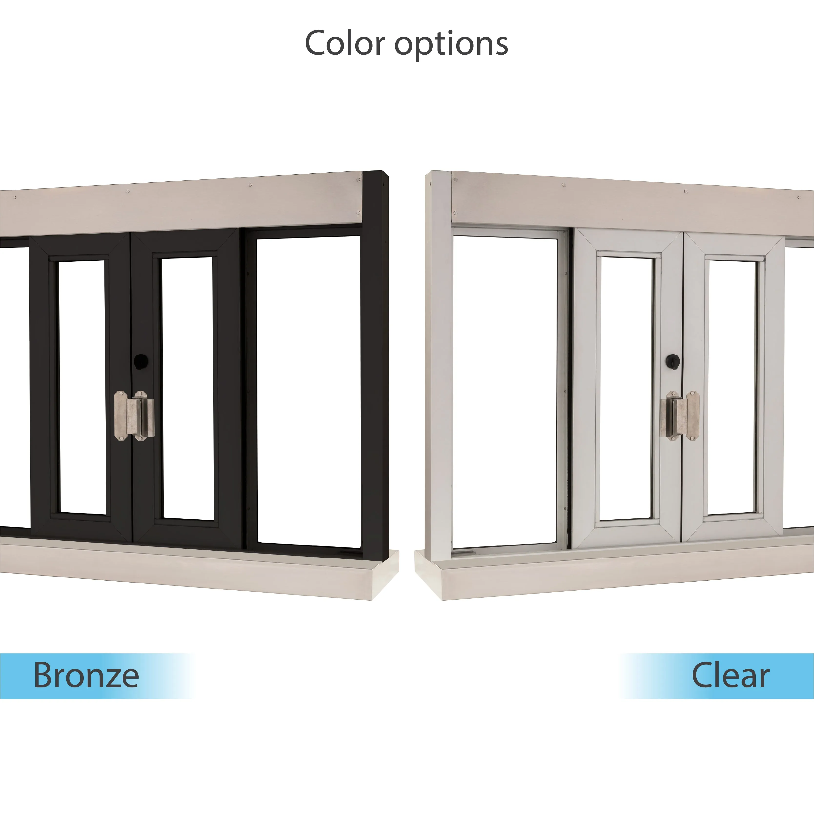 Quikserv Bi-parting Self Closing Drive Thru Window With Shelf | 42" (W) x 36" (H) | CSE-QS-BPSC-4236