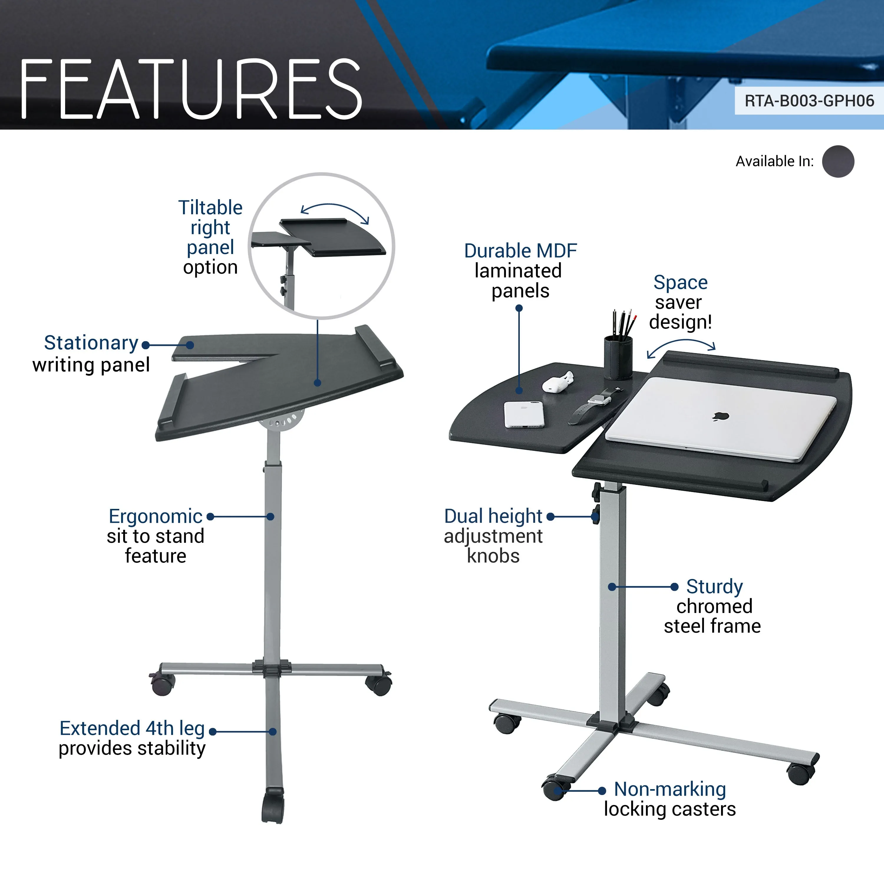 Rolling Adjustable Laptop Cart