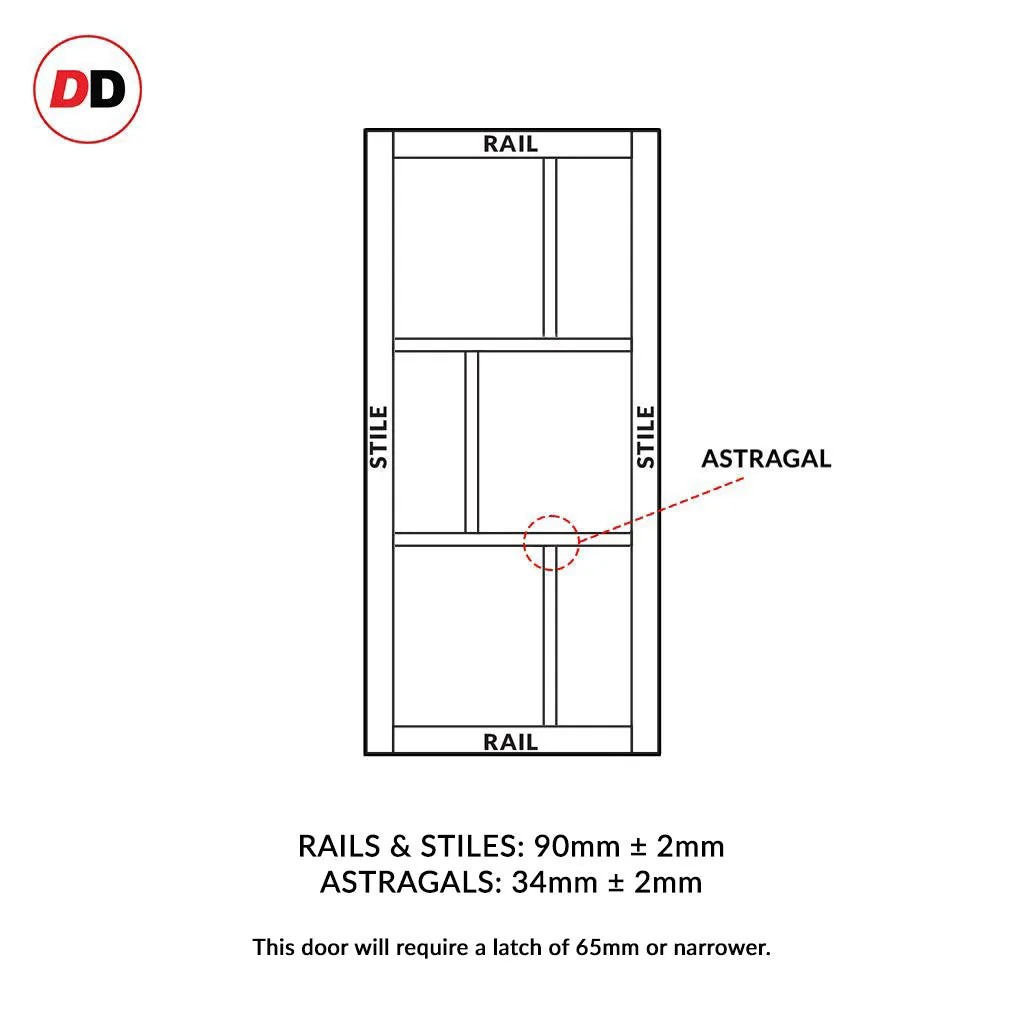 Room Divider - Handmade Eco-Urban® Milan Door Pair DD6422C - Clear Glass - Premium Primed - Colour & Size Options