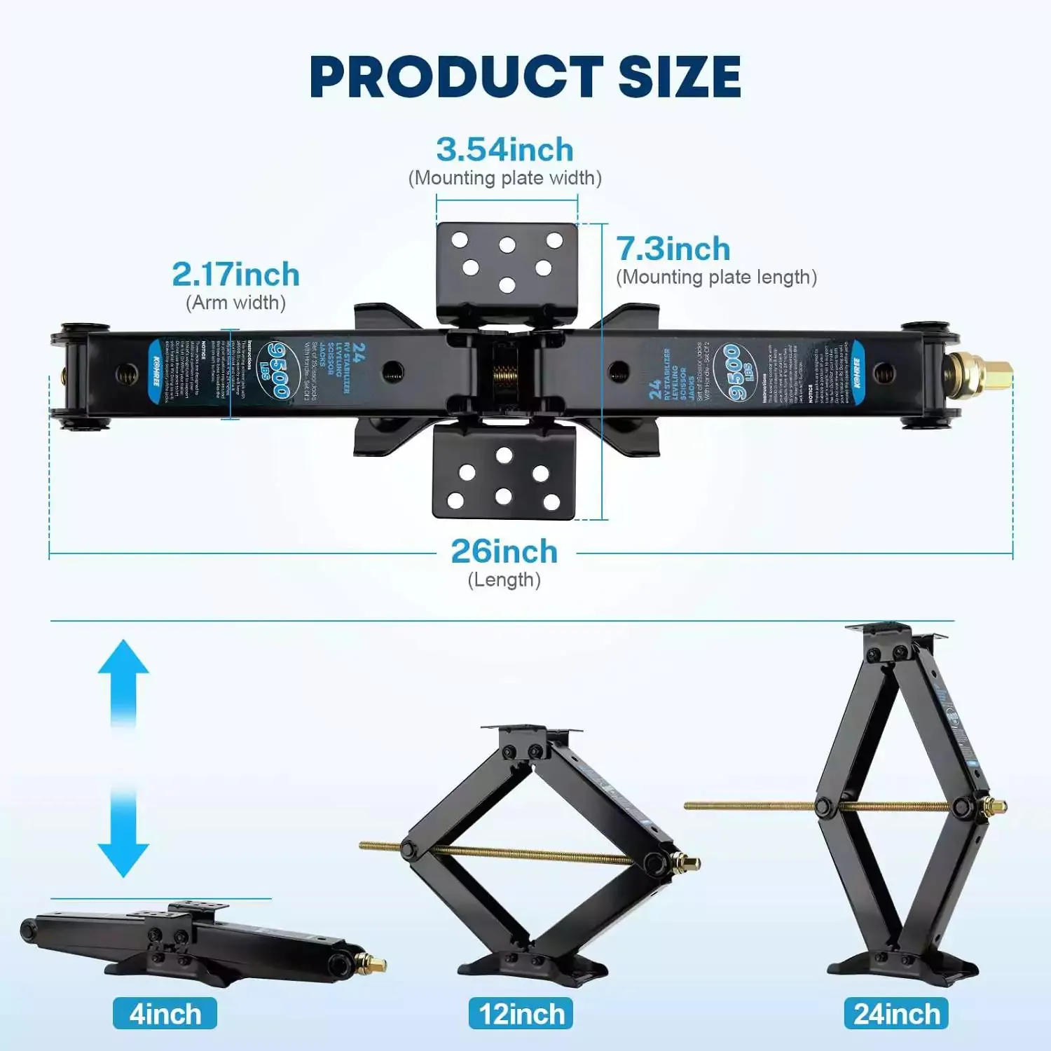 RV Stabilizer Leveling Scissor Jacks, 9500lbs