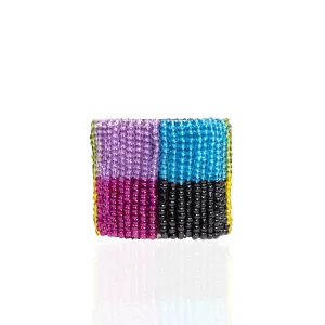 Simone Seed Bead Adjustable Cuff - Rainbow Ombre