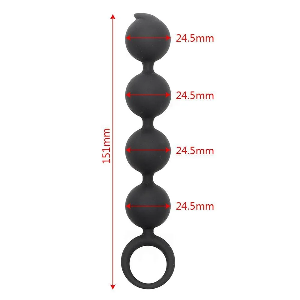 Sleek Silicone Anal Black Beads