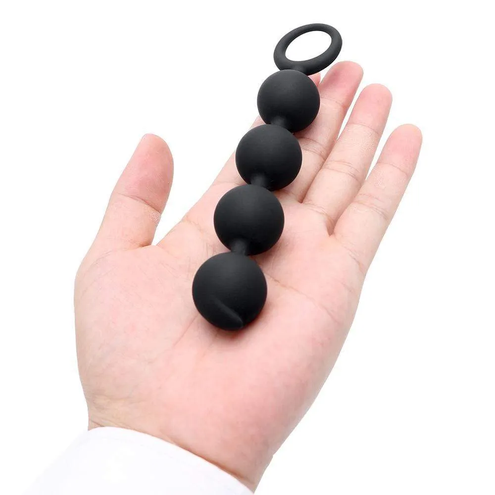 Sleek Silicone Anal Black Beads