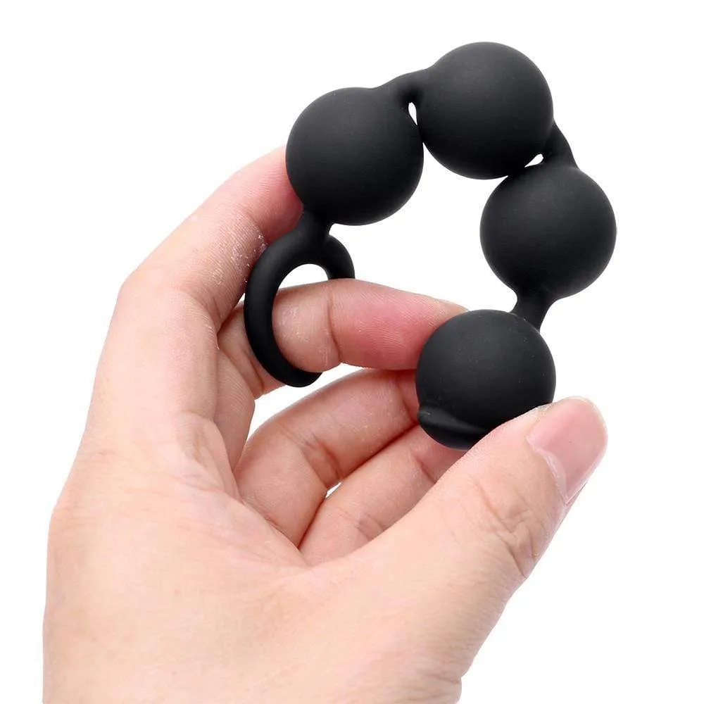 Sleek Silicone Anal Black Beads