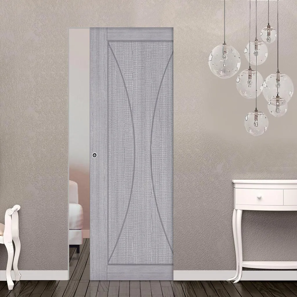 Sorrento Single Absolute Evokit Pocket Door -Light Grey Ash - Prefinished