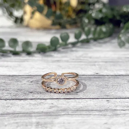 Sparkling Crystal Circle Stacked Adjustable Ring (GOLD OR SILVER)