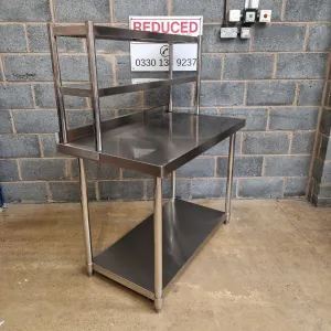 Stainless Steel Wall Prep table - 1200x700x900mm (WxDxH) With Double Chefs Gantry