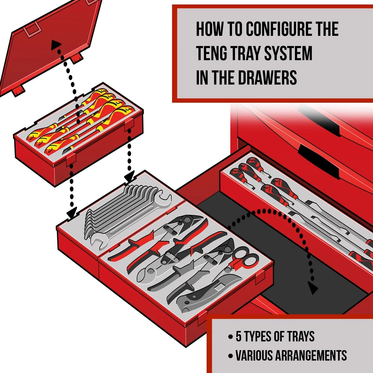 Teng Tools 17 Piece Mixed Drive Socket and Hex Bit Adapter and Accessory Set - TTADP17