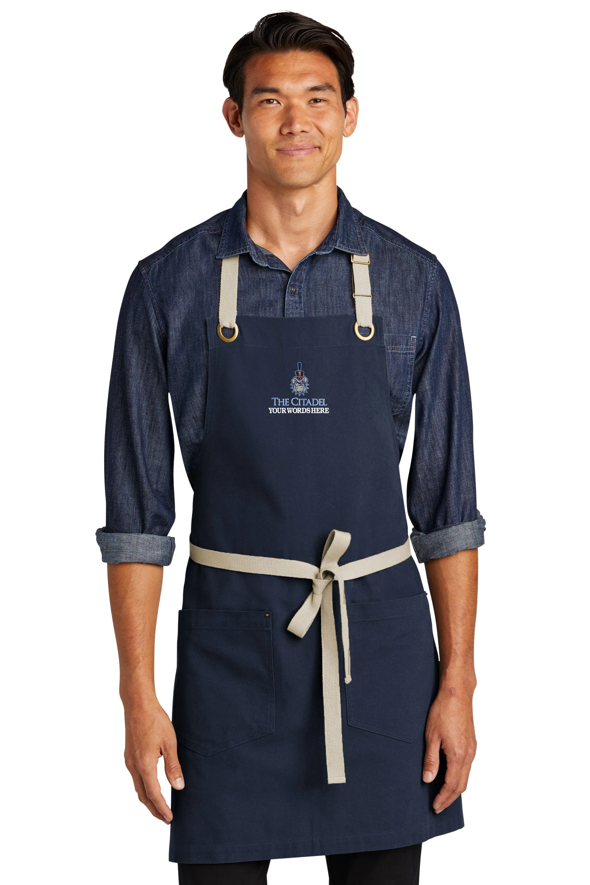 The Citadel, Customizable (Your Words), Spike, Embroidered, Port Authority® Canvas Full-Length Two-Pocket Apron