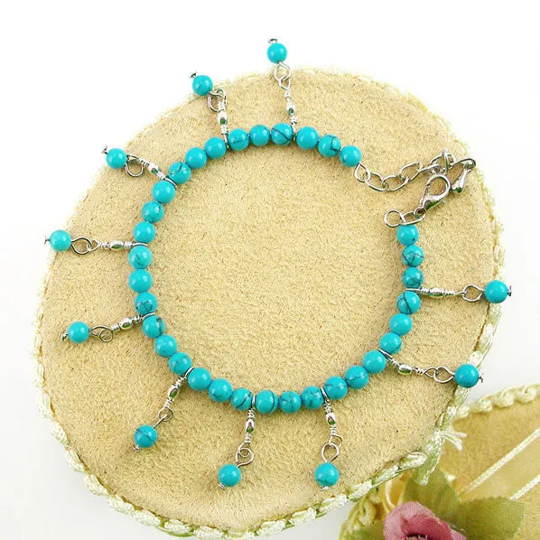 Tibetan Silver and Turquoise Bracelet with Tassels