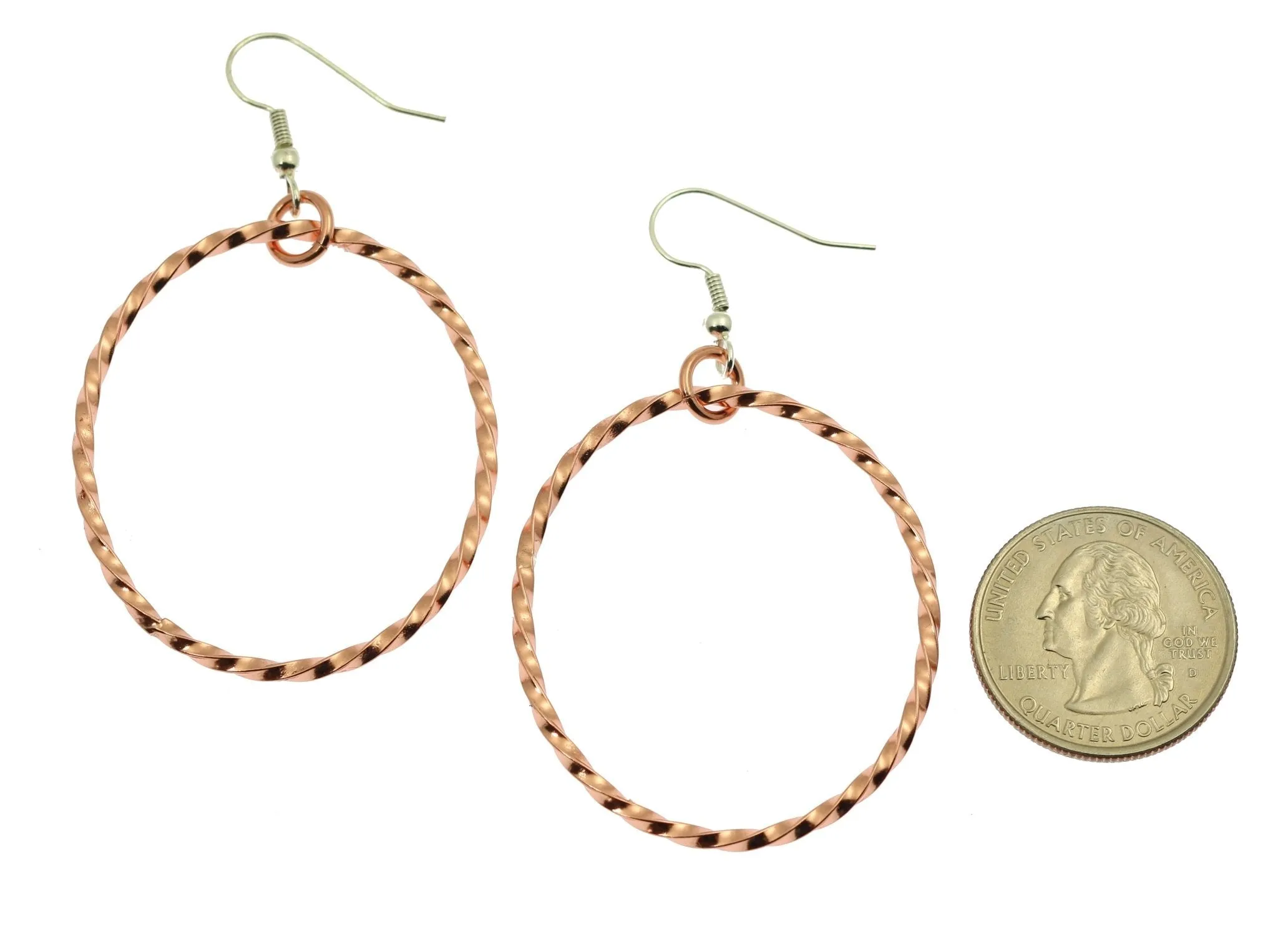 Twisted Cable Oval Copper Hoop Earrings