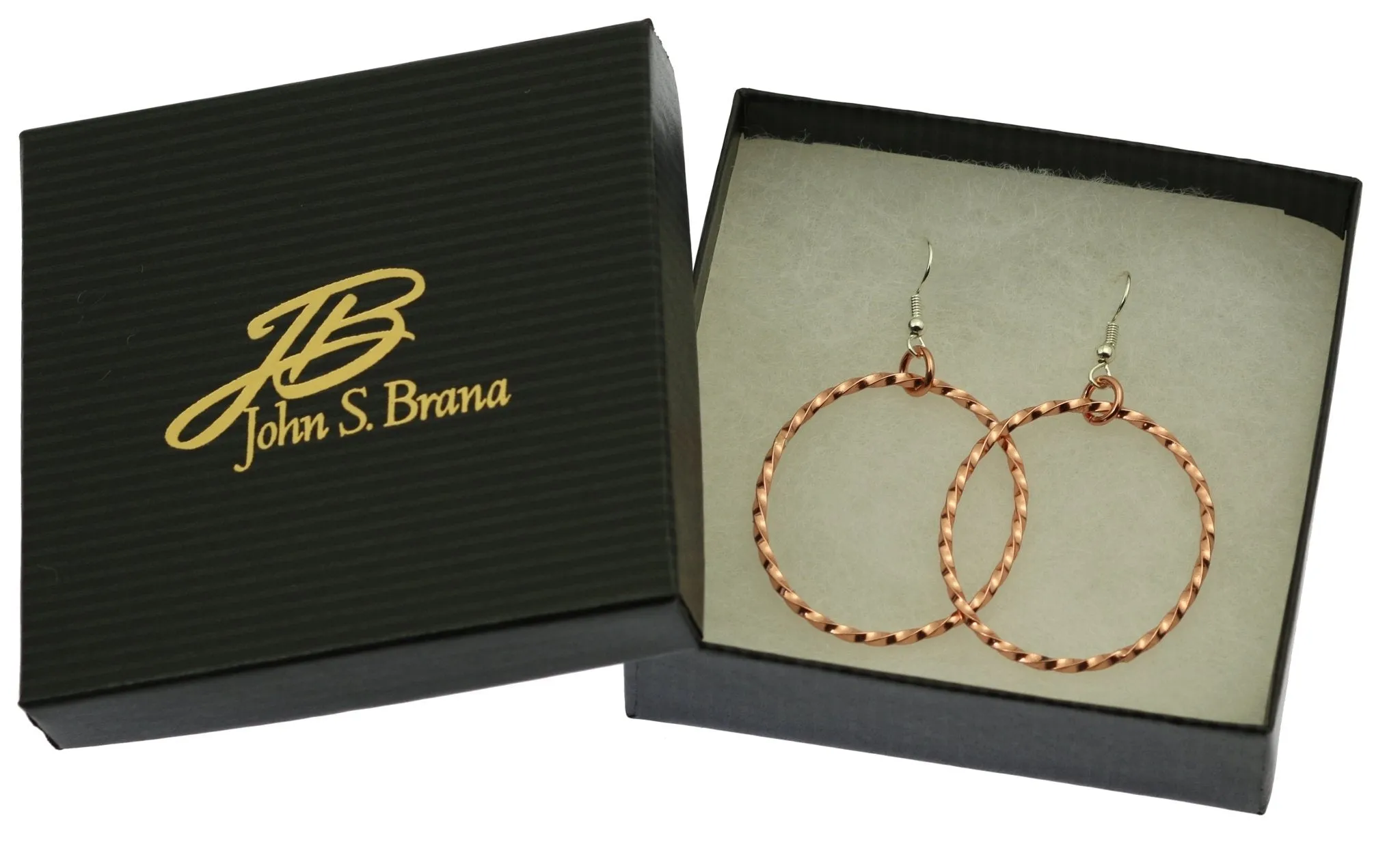 Twisted Cable Oval Copper Hoop Earrings