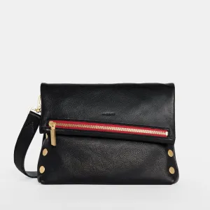 VIP Leather Foldover Bag - Black and Red