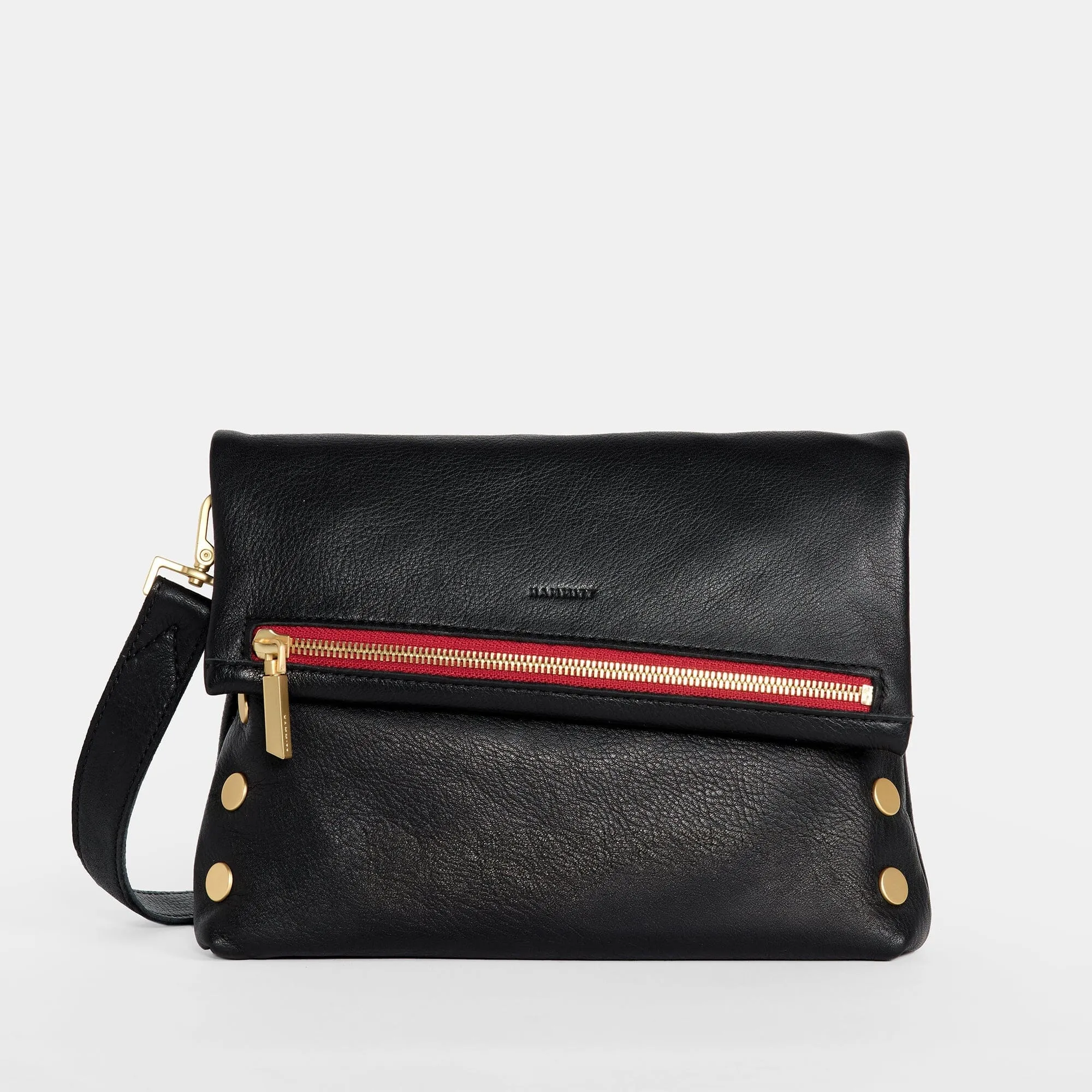 VIP Leather Foldover Bag - Black and Red