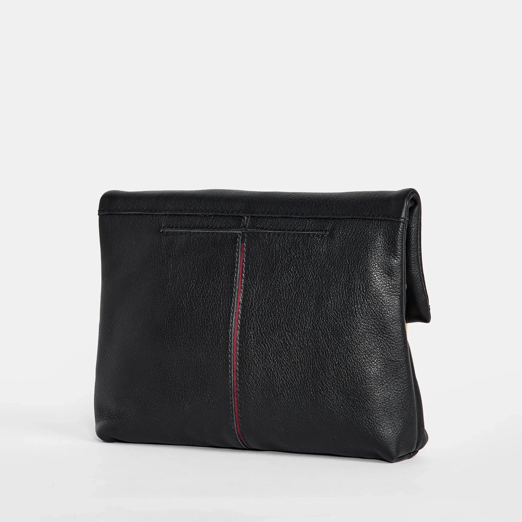 VIP Leather Foldover Bag - Black and Red