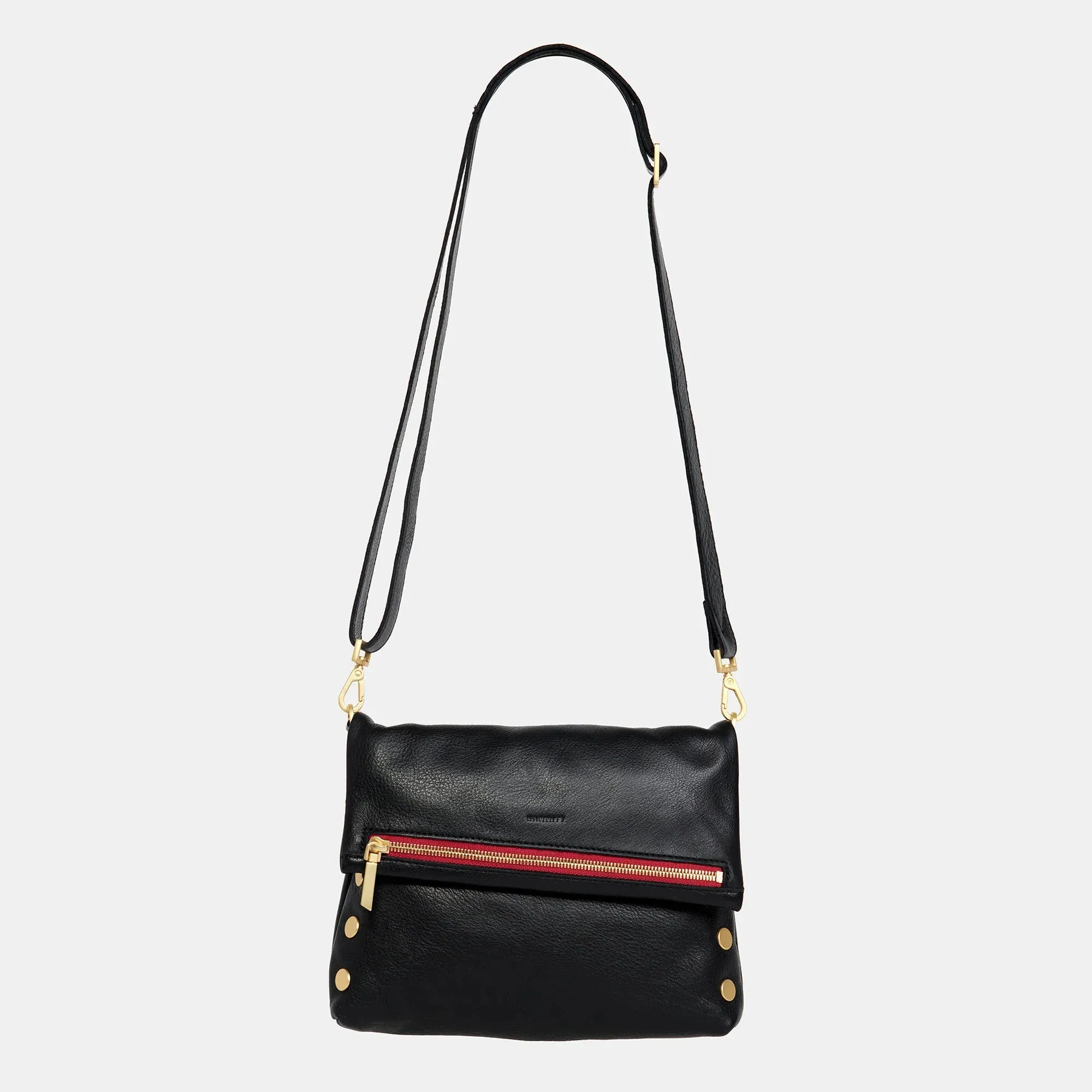 VIP Leather Foldover Bag - Black and Red