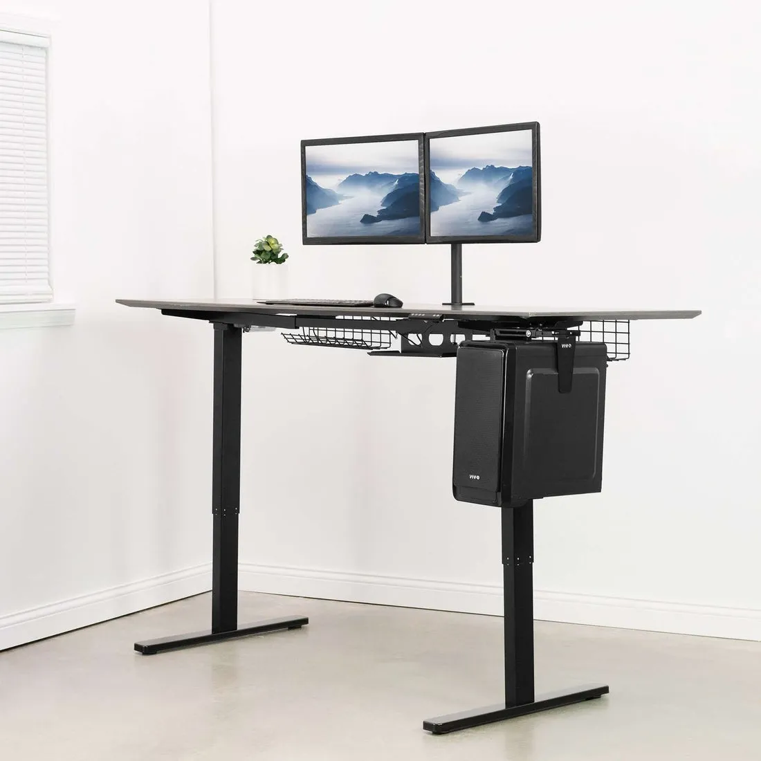 VIVO 37"-55" Electric Single Motor Desk Frame, DESK-EV00B,DESK-EV00W