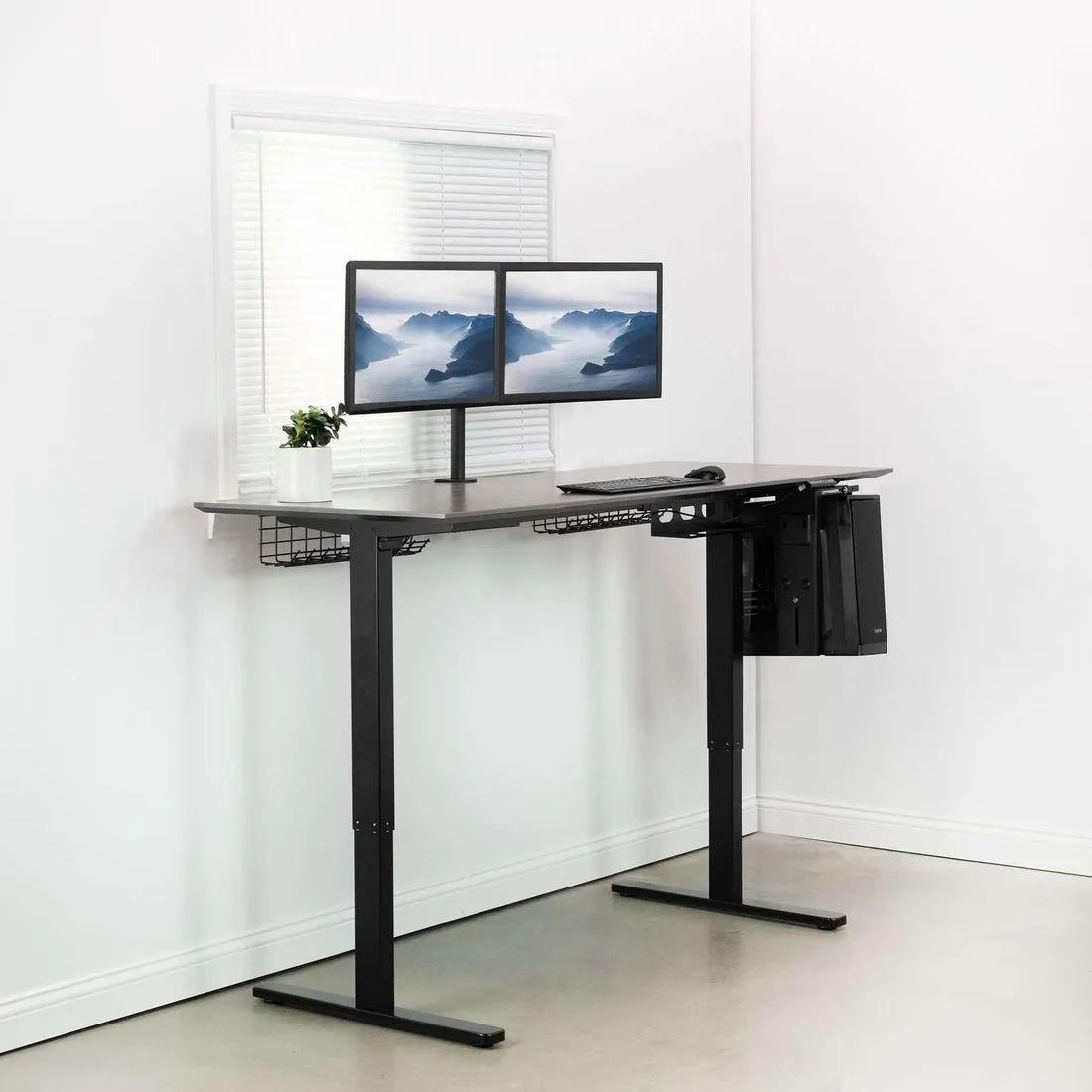 VIVO 37"-55" Electric Single Motor Desk Frame, DESK-EV00B,DESK-EV00W