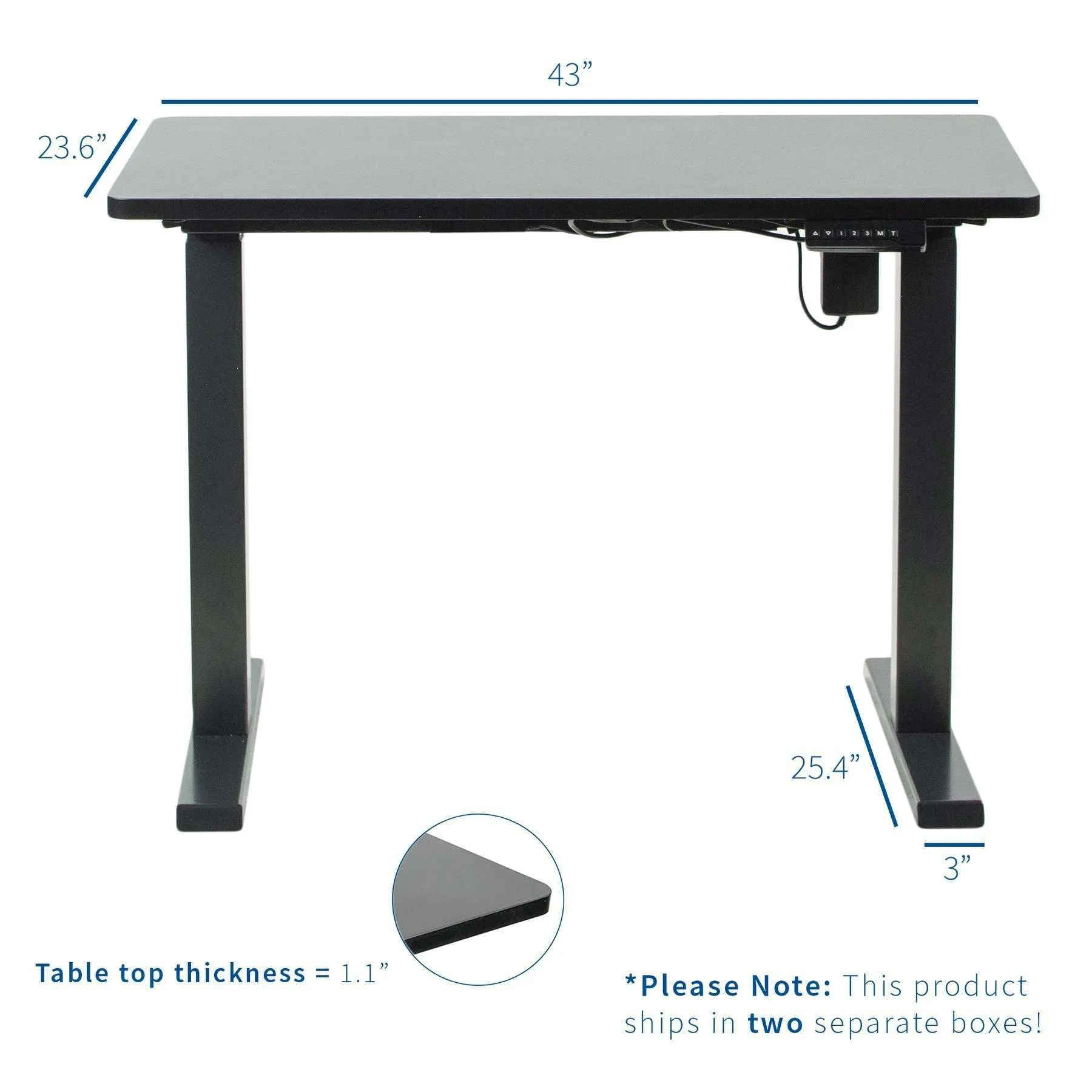 VIVO Black-Framed 43" x 24" Electric Height-Adjustable Standing Desk, DESK-KIT-E5B4B/E5B4W/E5B4C/E5B4D/E5B4E