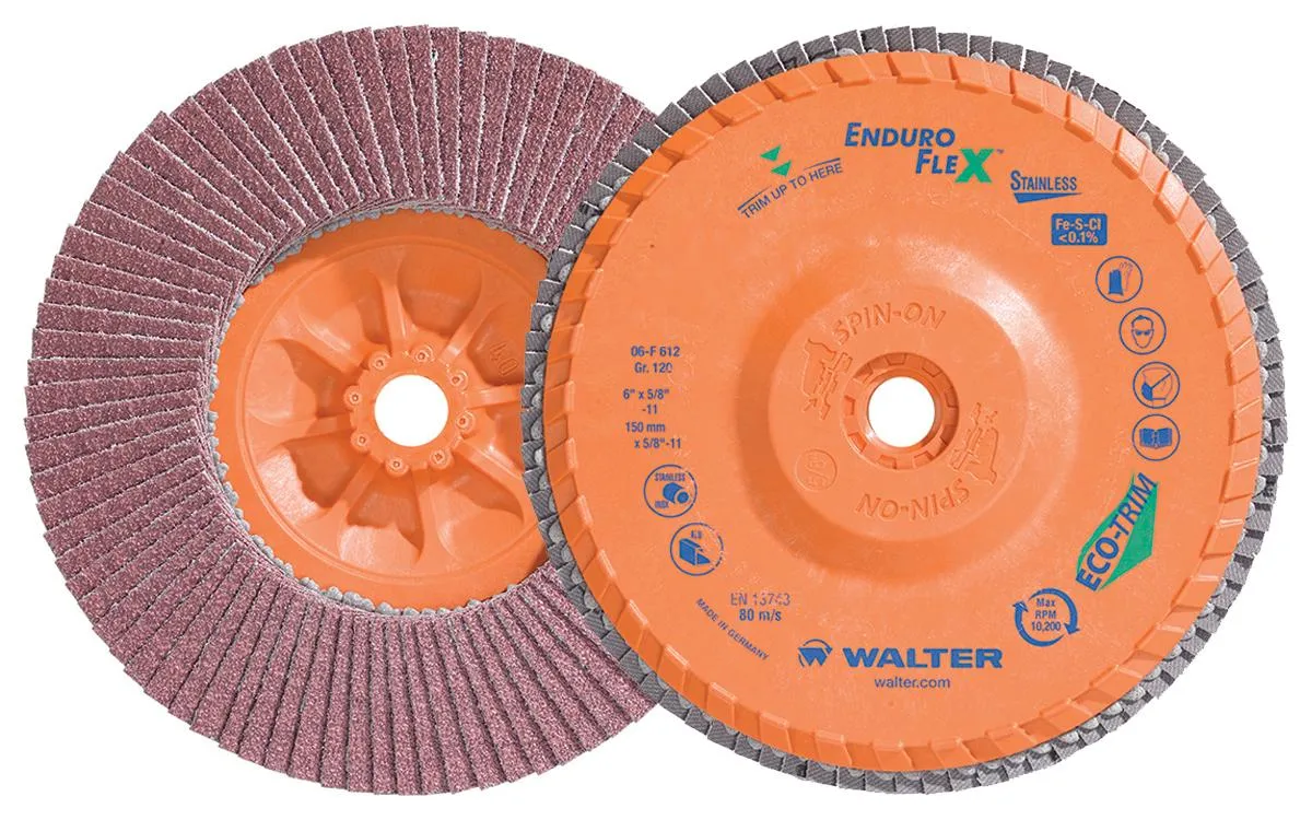 Walter 06F612 6" 120 Grit Spin-On Enduro Flex Stainless Flap Disc