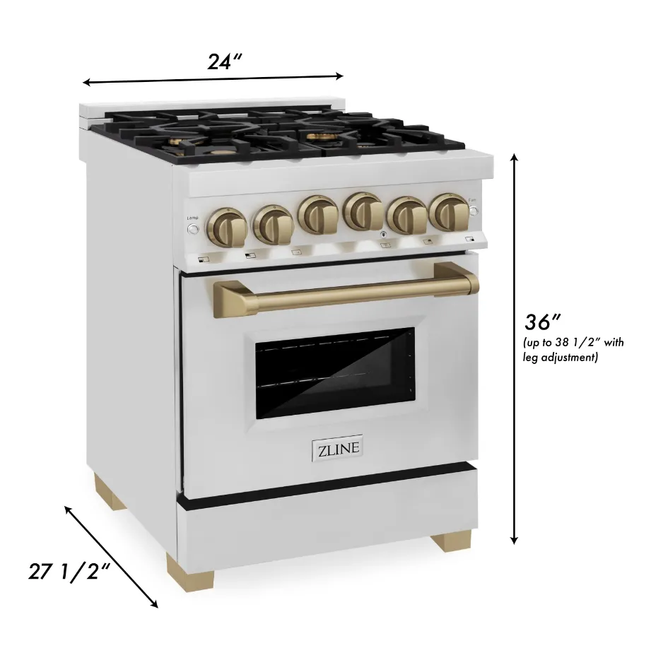 ZLINE Autograph Edition 24" 2.8 cu. ft. Range with Gas Stove and Gas Oven in Stainless Steel with Champagne Bronze Accents (RGZ-24-CB)