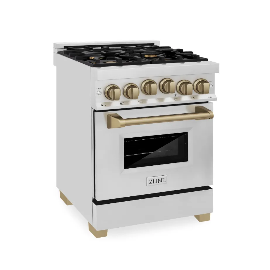 ZLINE Autograph Edition 24" 2.8 cu. ft. Range with Gas Stove and Gas Oven in Stainless Steel with Champagne Bronze Accents (RGZ-24-CB)